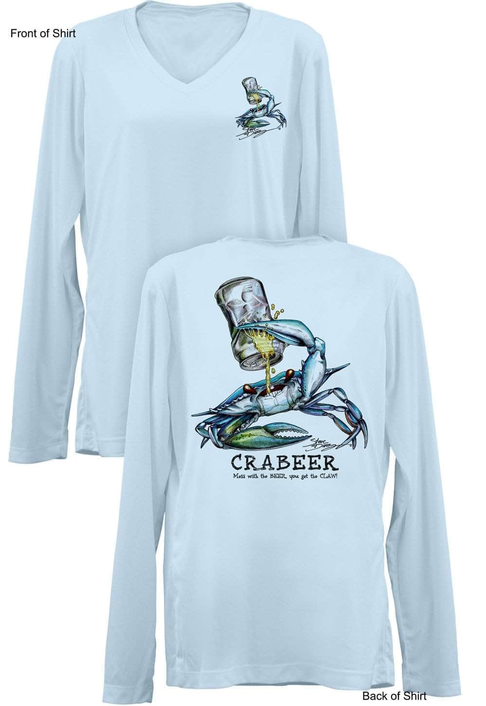 Crabeer Original- Ladies Long Sleeve V-Neck-100% Polyester